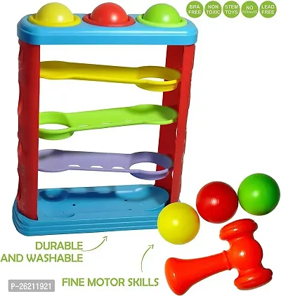 Non Toxic Hammer Knock Ball for Babies and Toddlers - Pound and See The Balls roll Down The ramps for Infants (Multicolour)