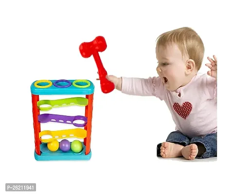 Hammer Knock Ball for Babies and Toddlers - Pound and See The Balls roll Down The ramps for Infants Multicolour-Small-thumb2