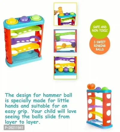 Hammer Knock Ball for Babies and Toddlers - Pound and See The Balls roll Down The ramps for Infants Multicolour-Small-thumb4