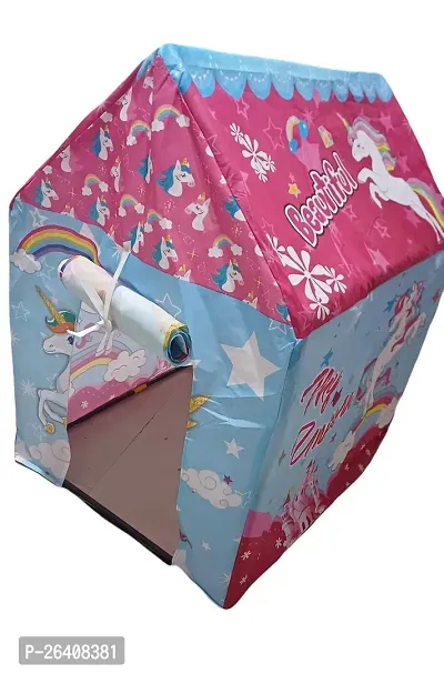 Unicorn Foldable Tent House for Girls Kids 5 +Yrs Hut Style Tent House for Girls-Size-110 cm,Pink, Tent House Theme-thumb0