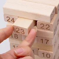 Wooden Block Stacking Game with 4 Dices, Challenging Maths Game for Adults and Kids (Wooden Zenga) Block Toys-thumb1