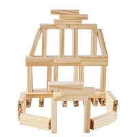 Wooden Tower 54 Pcs Teak Wooden Building Block, Stacking Game, Tumbling Tower Game for Kids Adult Boys Girls- Classic Teak-thumb2