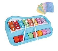 2 In 1 Baby Piano Xylophone Toy For Toddlers 1-3 Years Old|Preschool Educational Musical Learning Instruments Toy 8 Multicolored Keyboard Xylophone Piano-thumb1