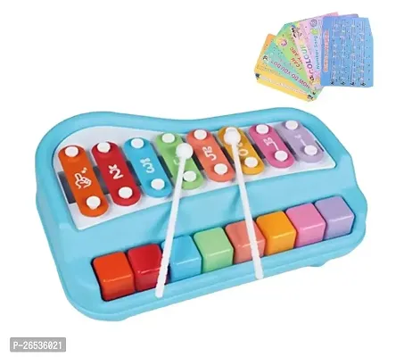 2 In 1 Baby Piano Xylophone Toy For Toddlers 1-3 Years Old|Preschool Educational Musical Learning Instruments Toy 8 Multicolored Keyboard Xylophone Piano-thumb2