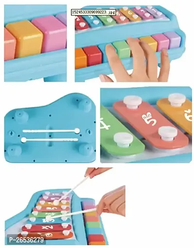 2 in 1 Big Piano Xylophone Musical Toy for Kids (Age 3+) with 8 Keys, 2 Sticks, Keyboard Xylophone Piano - Preschool Musical Learning Instruments Gift Toy for Baby, Kids, Girls, Boys - Blue-thumb0
