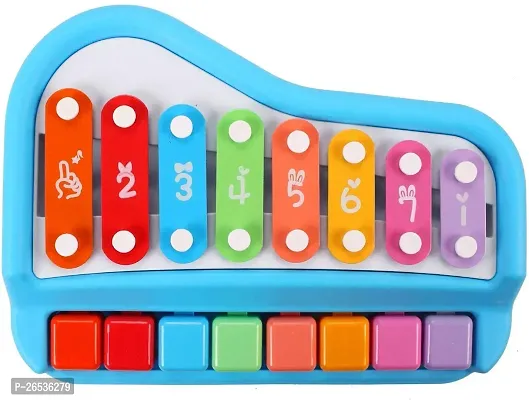 2 in 1 Big Piano Xylophone Musical Toy for Kids (Age 3+) with 8 Keys, 2 Sticks, Keyboard Xylophone Piano - Preschool Musical Learning Instruments Gift Toy for Baby, Kids, Girls, Boys - Blue-thumb5