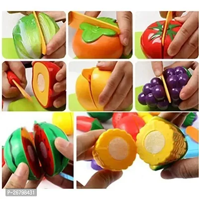 Sliceable Cutting Fruit Vegetable Toys with Chopping Board  Knife Play Set for Kids-thumb0