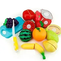 Realistic Sliceable 7 Pcs Fruits Cutting Play Toy Set (5 Fruits and Vegetables Plus Board and Knife)-thumb2