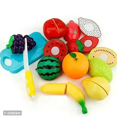 Realistic Sliceable 7 Pcs Fruits Cutting Play Toy Set (5 Fruits and Vegetables Plus Board and Knife)-thumb3