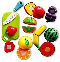 Realistic Sliceable 7 Pcs Fruits Cutting Play Toy Set (5 Fruits and Vegetables Plus Board and Knife)-thumb3