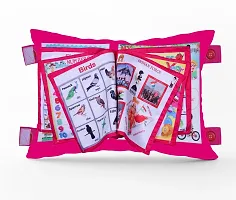 Learning Cushion Pillow Book for Kids with 2 Languages Learn English and Hindi, Soft Fabric Cloth Books, with Realistic Sliceable Fruits and Vegetables Cutting Play Toy Set (Multicolour)-thumb2