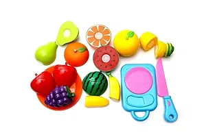 Kids Boys and Baby Girls Kids ABCD Learning Toys Cushion with Realistic Sliceable Fruits and Vegetables Cutting Play Toy-thumb1