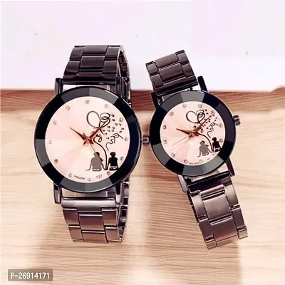 Stylish Grey Metal Analog Watches Combo Pack Of 2