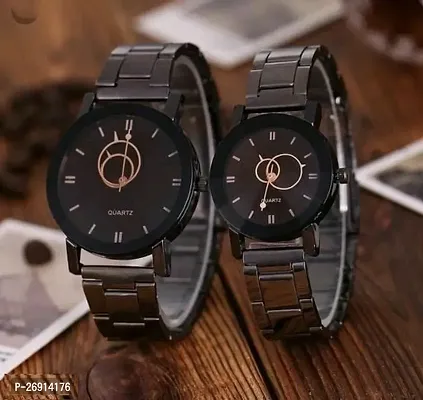 Stylish Brown Metal Analog Watches Combo Pack Of 2-thumb0