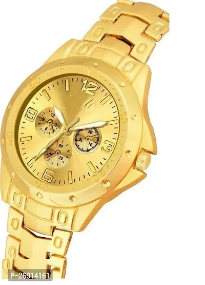 Stylish Golden Metal Analog Watches For Men-thumb0