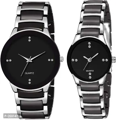 Stylish Silver Metal Analog Watches Combo Pack Of 2-thumb0