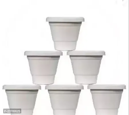 Garden Flower Pots 8 Inch Uv Protected White Pack Of 6