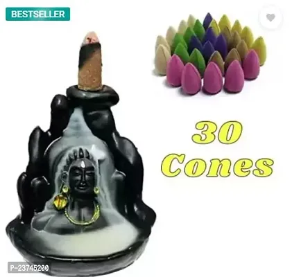 Decorative Adiyogi Smoke Fountain At Home Backflow Decorative Showpiece Statue Art With 10 Free Cone-thumb0