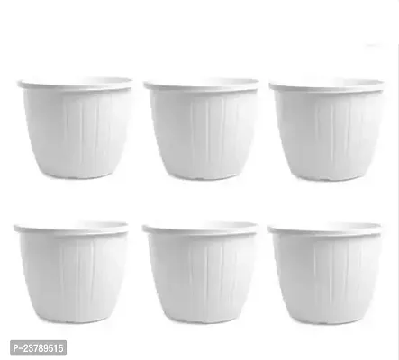 Green Gurus 8 Inch Dura Pot Plant Container Pack Of 6 White Uv Protected Non Fadable Quality White
