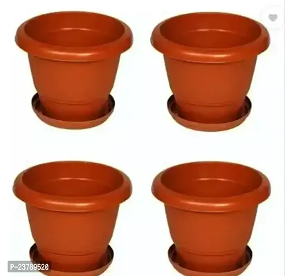 Indoor And Outdoor Brown Pot With Base Plate Uv Protected And No Color Faded Pack Of 4