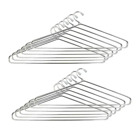 Varkaus Ultra Strong & Durable (Pack of 12) Stainless Steel Hanger for Clothes Hanging | Wardrobe Storage Organizer Rack, Hangers for Saree, Shirts,Trouser, Pants and Multipurpose use (Combo)
