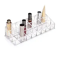 Varkus Acrylic Makeup Organizer Transparent Plastic Cosmetic Storage Box Lipstick/Nail Paint/Polish Holder Display Stand 24 Compartment for Dressing Table Clear Box/Holder Case, Tray (Pack of 1)-thumb2