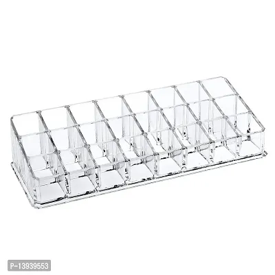 Varkus Acrylic Makeup Organizer Transparent Plastic Cosmetic Storage Box Lipstick/Nail Paint/Polish Holder Display Stand 24 Compartment for Dressing Table Clear Box/Holder Case, Tray (Pack of 1)