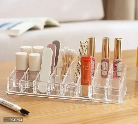 Varkus Acrylic Makeup Organizer Transparent Plastic Cosmetic Storage Box Lipstick/Nail Paint/Polish Holder Display Stand 24 Compartment for Dressing Table Clear Box/Holder Case, Tray (Pack of 1)-thumb4