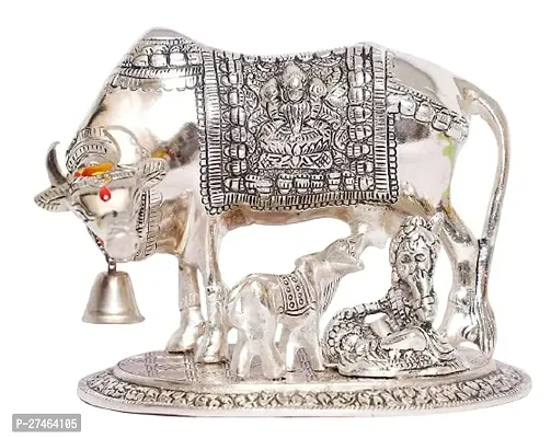 Kamdhenu Cow With Calf And Krishna Ji Showpiece-thumb0