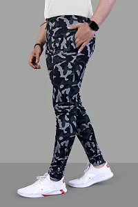 Stylish Multicoloured Cotton Spandex Printed Regular Track Pants For Men Pack Of 2-thumb1