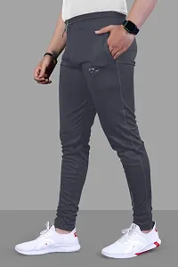 Stylish Grey Cotton Spandex Solid Regular Track Pants For Men Pack Of 2-thumb2