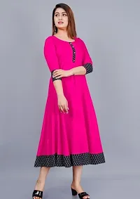 Stylish Pink Cotton Solid Fit And Flare Dress For Women-thumb1