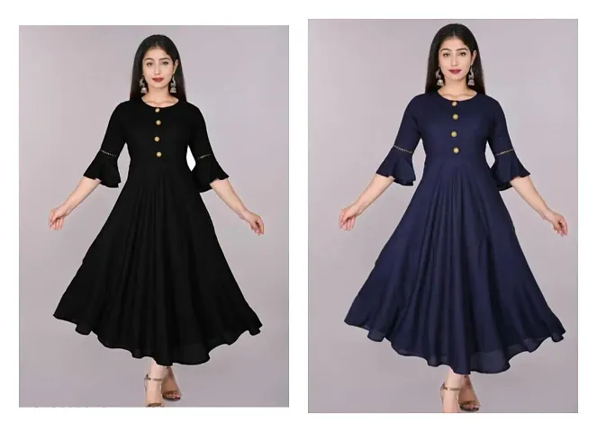 Stylish Solid Fit And Flare Dress For Women Pack Of 2