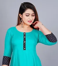 Stylish Turquoise Cotton Solid Fit And Flare Dress For Women-thumb1