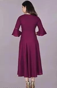 Stylish Purple Cotton Solid Fit And Flare Dress For Women-thumb2