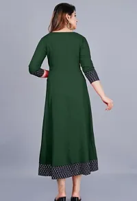 Stylish Green Cotton Solid Fit And Flare Dress For Women-thumb1