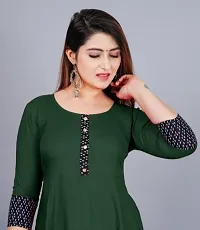 Stylish Green Cotton Solid Fit And Flare Dress For Women-thumb2