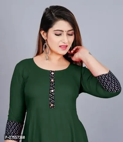 Stylish Green Cotton Solid Fit And Flare Dress For Women-thumb3