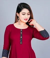 Stylish Maroon Cotton Solid Fit And Flare Dress For Women-thumb1
