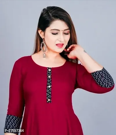 Stylish Maroon Cotton Solid Fit And Flare Dress For Women-thumb2
