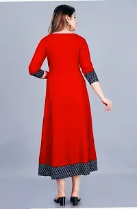 Stylish Red Cotton Solid Fit And Flare Dress For Women-thumb2