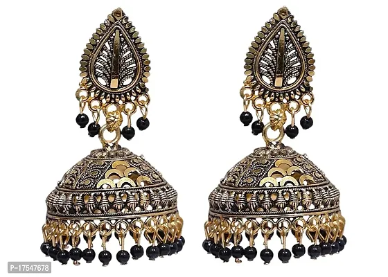 Shritesh Beautiful  Attractive Big Kundan Jhumka earrings for Girls and Women. Brass Jhumki Earring Alloy, Metal Jhumki Earring Crystal Brass Jhumki Earring Metal Jhumki Earring (Black)