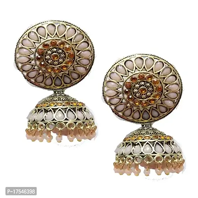 Gold Plated Ethnic Studded Jhumki Traditional Wedding Earrings for Women