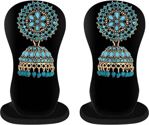 MY-Gold Plated Kundan Studded Meenakari Jhumka Earrings