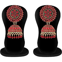 Shritesh Gold Plated Kundan Studded Meenakari Jhumka Earrings Brass Jhumki Earring Pearl Brass Jhumki Earring (Red)-thumb4