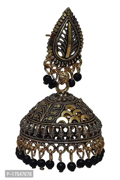 Shritesh Beautiful  Attractive Big Kundan Jhumka earrings for Girls and Women. Brass Jhumki Earring Alloy, Metal Jhumki Earring Crystal Brass Jhumki Earring Metal Jhumki Earring (Black)-thumb2