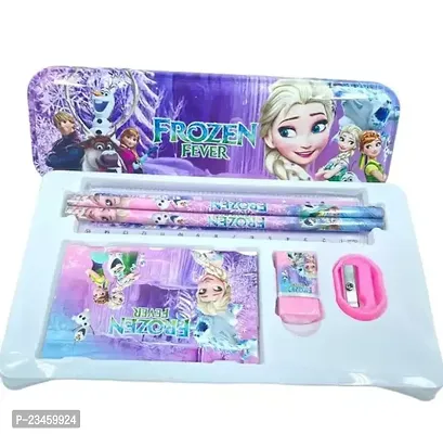 Best Frozen Fever princess barbie Stationery Set Kit Combo (Geometry Box Eraser Sharpener Scale and Colours box School | Bday Birthday Gift for Girls Return Gift Set Girls Unicorn Collection| Stylish-thumb0