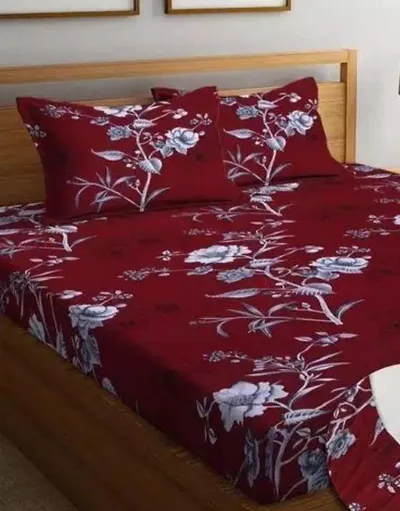 Printed Glace Cotton Double Bedsheet with 2 Pillow Cover