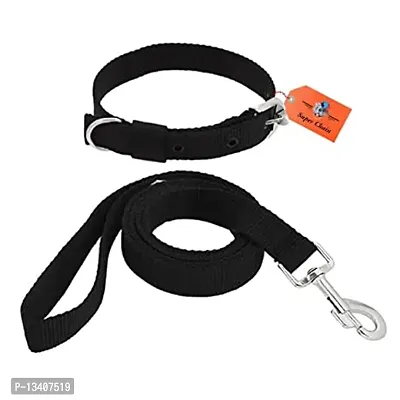 Waterproof Premium Export Quality Strong Nylon Everyday Dog Collar Leash Adjustable Durable Training Pet Collars Set For All Type Of Breed Dogs (Small, Black)-thumb0