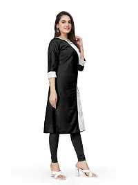 Trendy Black Colourblocked Rayon Straight Kurta-thumb2